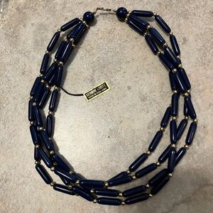 Vintage 1960s Lucite Multi-Strand Necklace Blue